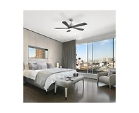 52-inch Modern Stylish Sand Nickel 5-Blade Ceiling Fan with Remote Control and Light Source