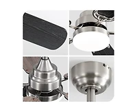 52-inch Modern Sand Nickel 5 blades Three-color Dimmable Ceiling Fan Led Light with Six-speed Remote Control and Timing Function