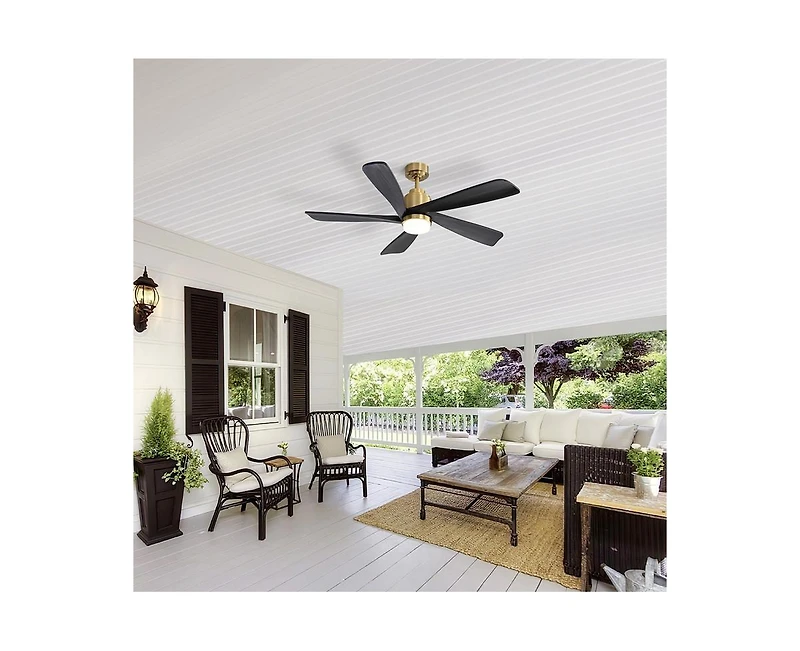 52-inch Modern Stylish Golden 5-Blade Ceiling Fan with Remote Control and Light Source