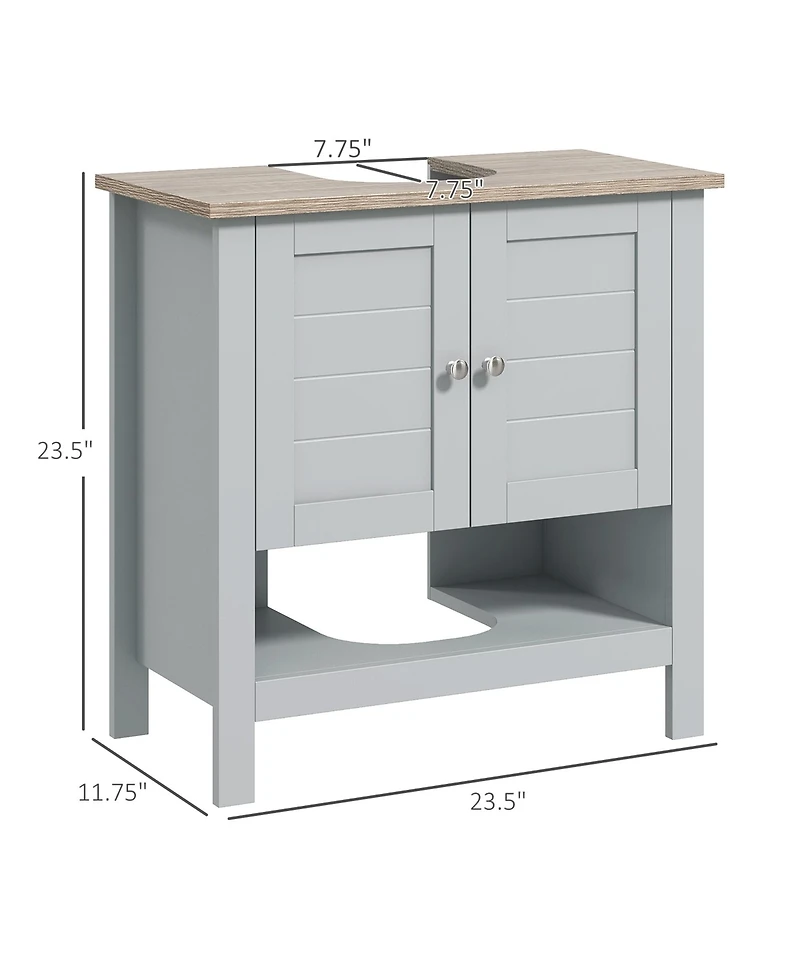 Airsurfer Bathroom Storage Cabinet Under Sink Cabinet Bathroom Vanity Cabinet with Adjustable Shelf and Open Bottom Shelf Gray