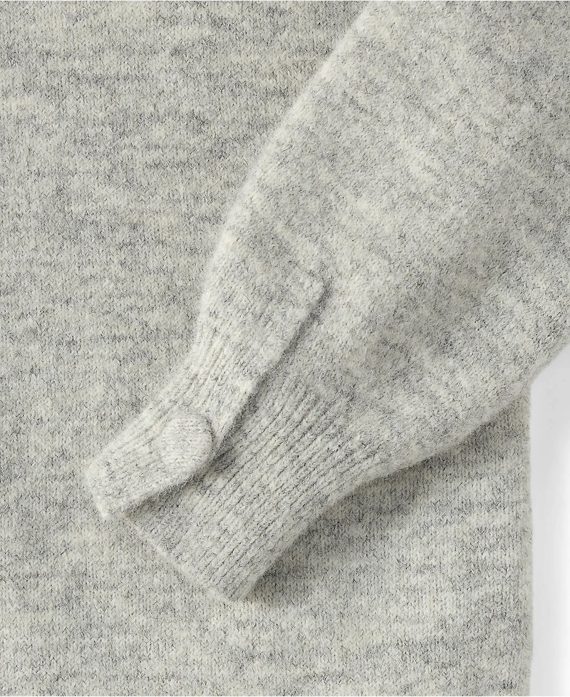 Lands' End Women's Fuzzy Lantern Sleeve Mock Neck Mini Twofer Dress