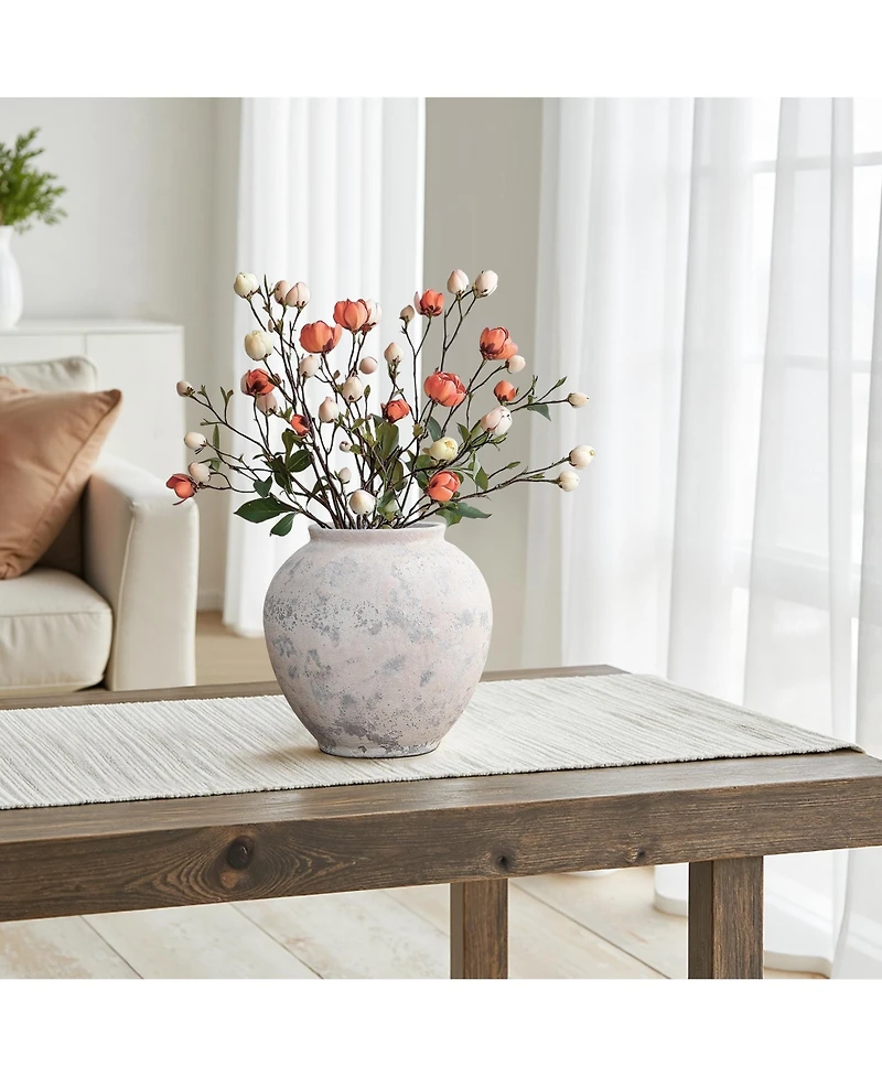 LuxenHome 10.7" Mottled Gray Cement Globe Vase, Round Decorative Accent for Home Decor