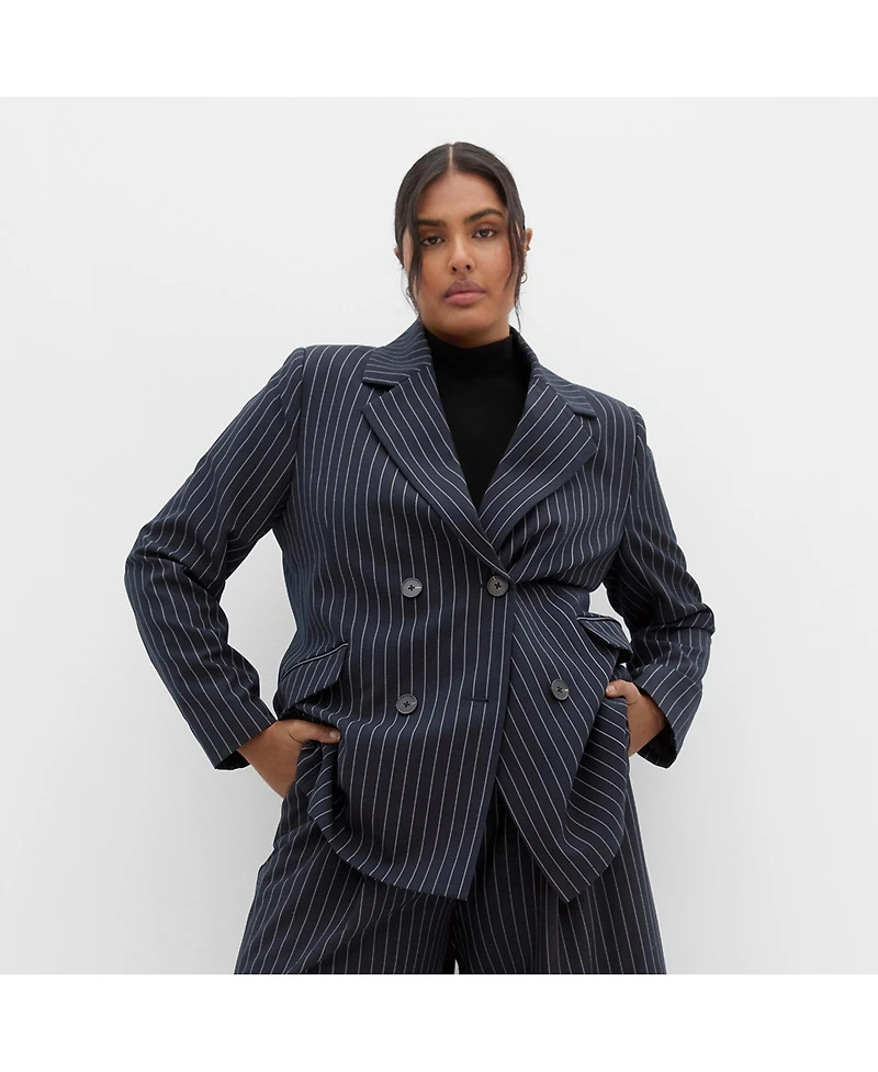 City Chic Women's Karla Pinstripe Blazer
