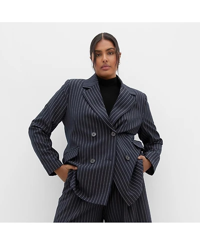 City Chic Women's Karla Pinstripe Blazer