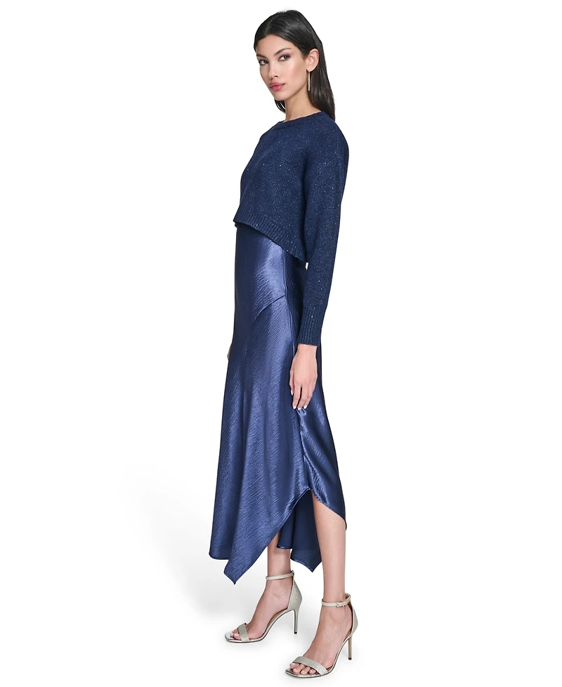 Vince Camuto Women's Crewneck Slip Dress with Sweater