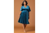 Women's Plus Angelic Velvet Midi Cocktail Dress with Pockets