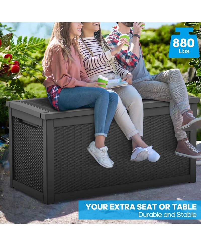 Patio Waterproof Resin Deck Box Lockable Outdoor Storage Garden Tools