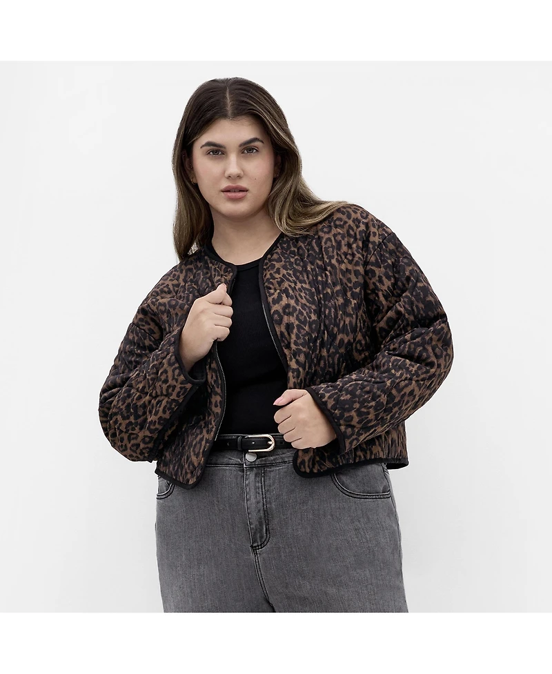 City Chic Women's Quilted Animal Print Jacket