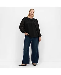 City Chic Women's Kelly Sheer Sleeve Top