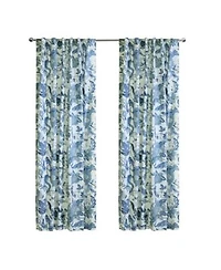 Habitat Jacobean Garden Jacobean Print Design Light Filtering Dual Header Curtain Panel 52 X22 X 95 X22 Blue