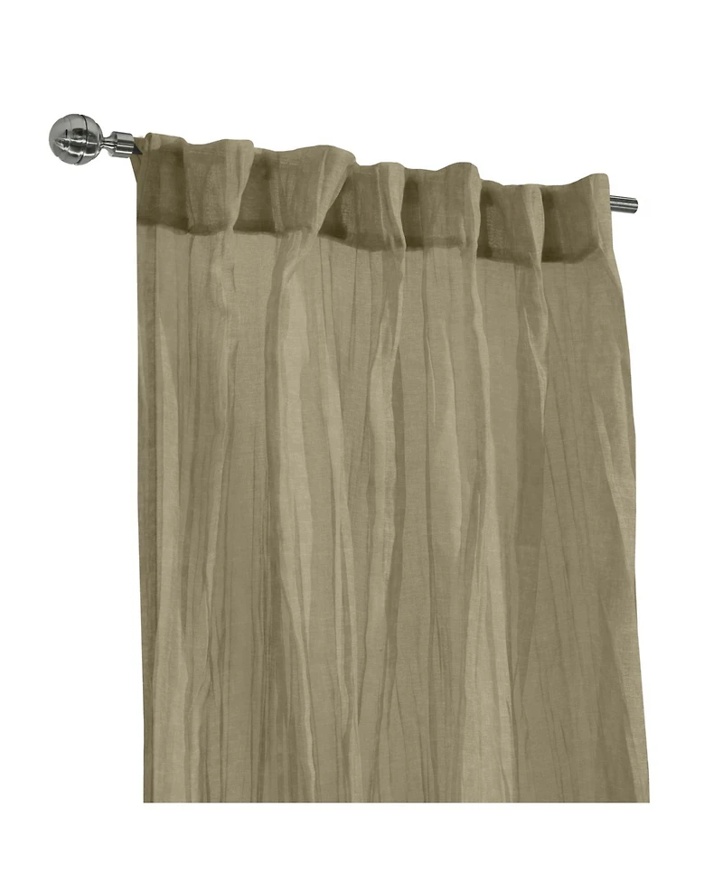 Habitat 100% Polyester Paloma Sheer Broomstick Crushed Solid Dual Header Curtain Panel 52" x 108" Khaki