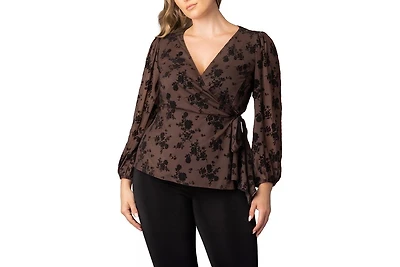 Kiyonna Plus Alissa Long Sleeve Mesh Wrap Top