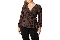 Kiyonna Plus Alissa Long Sleeve Mesh Wrap Top