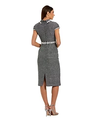 Mac Duggal Women's Cap Sleeve Boucle Midi Dress