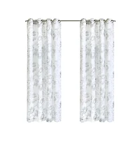 Habitat Kyoto Floral Print Soothing Tones Light Filtering Grommet Curtain Panel for Bedroom 52" x 108" White