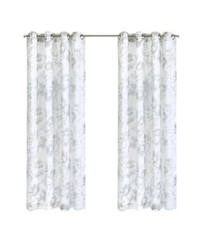 Habitat Kyoto Floral Print Soothing Tones Light Filtering Grommet Curtain Panel For Bedroom 52 X22 X 108 X22 White