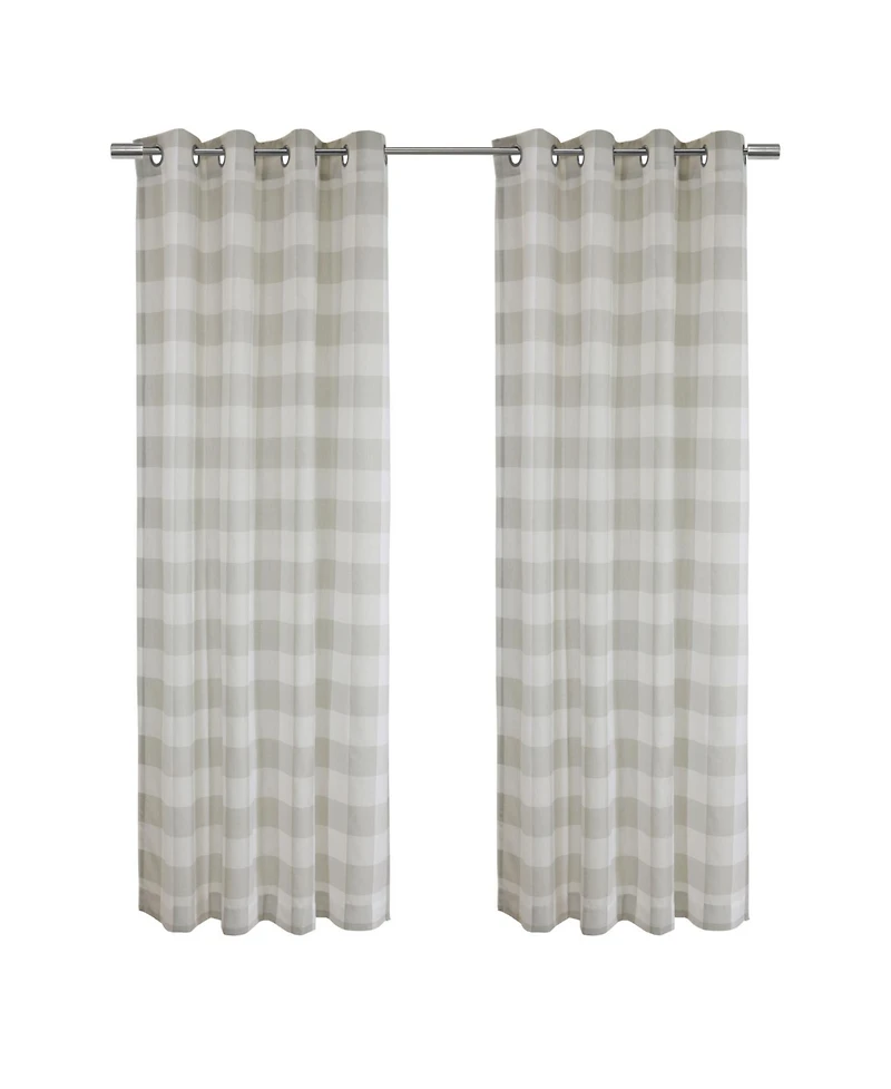 Habitat 100% Polyester Bradley Light Filtering Plaid Woven Grommet Curtain Panel 52" x 84" in Taupe