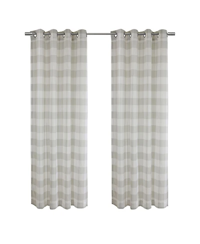 Habitat 100% Polyester Bradley Light Filtering Plaid Woven Grommet Curtain Panel 52" x 84" in Taupe