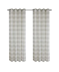 Habitat 100% Polyester Bradley Light Filtering Plaid Woven Grommet Curtain Panel 52" x 84" in Taupe
