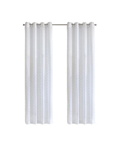Habitat 100% Polyester Regina Sheer Chevron Delightful Textured Grommet Curtain Panel 52" x 108" White