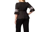 Kiyonna Plus Chateau Lace Trim Peplum Top