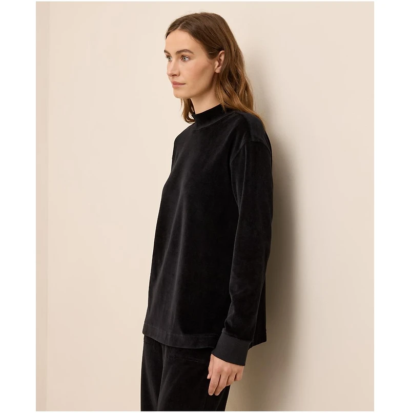 Pact Women's Organic Cotton Velour Mock Neck Pullover