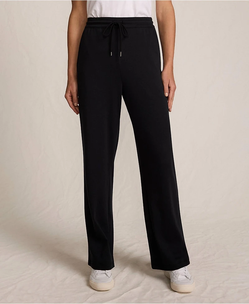 Lands' End Women's Sport Knit High Rise Pull On Relaxed Straight Leg Pants