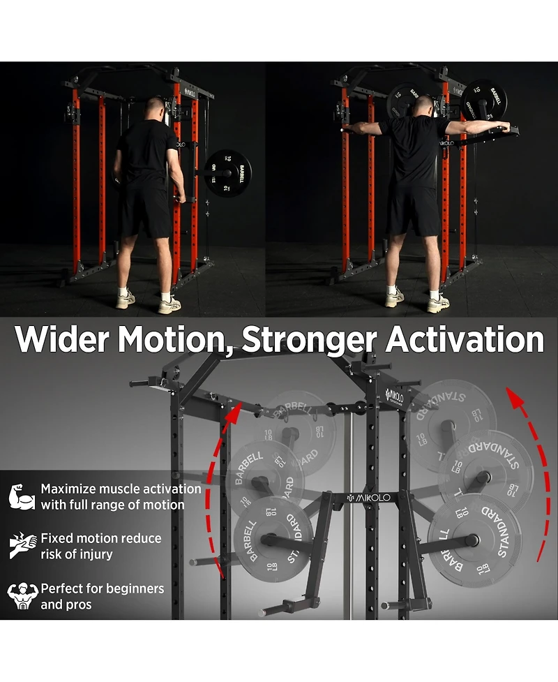 Mikolo Lateral Raise Machine for Squat Rack - Deltoid Trainer with 1" Hole Compatibility