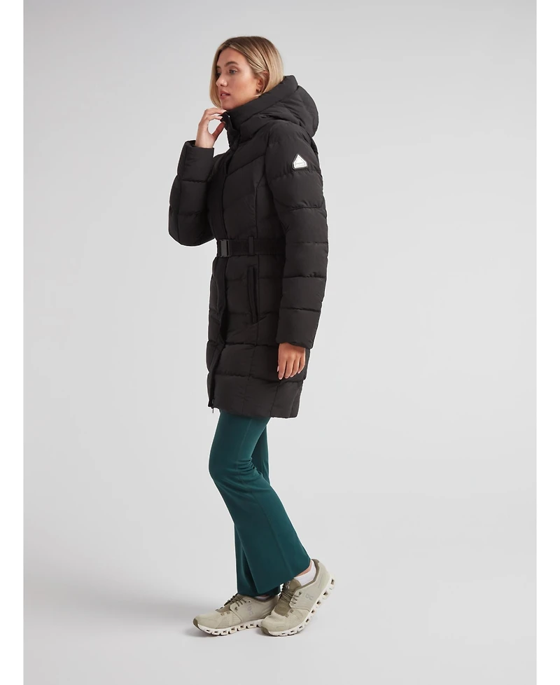 JACK1T Women's Diamond Belted Hooded Down Coat