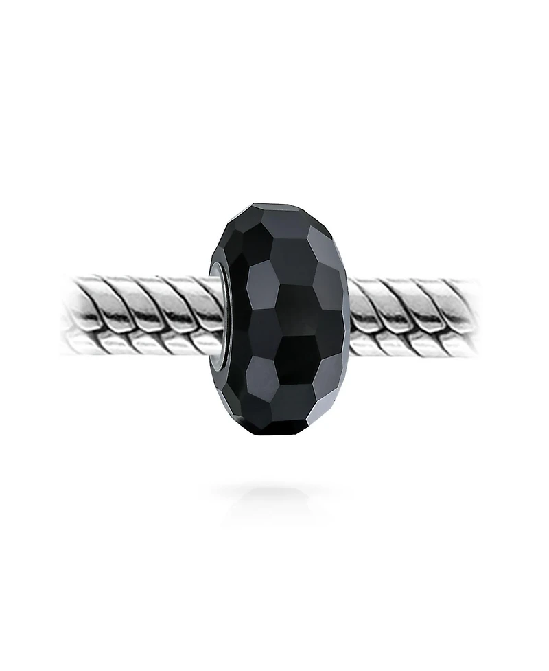 Bling Jewelry Set of 2 Faceted Murano Glass Charm Bead with Sterling Silver Core