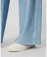 Cable & Gauge Women's Printed Denim Soft Wide Leg Pant