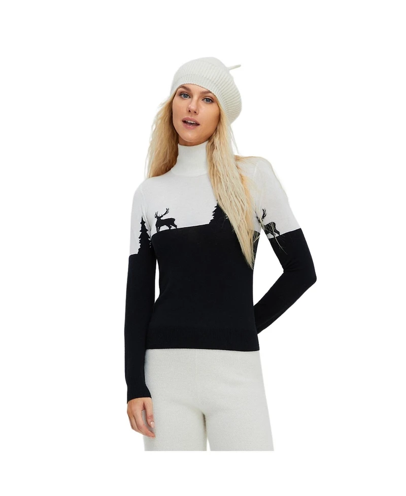 Bellemere New York Women's Merino 'Deer & Tree' Sweater