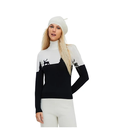 Bellemere New York Women's Merino 'Deer & Tree' Sweater