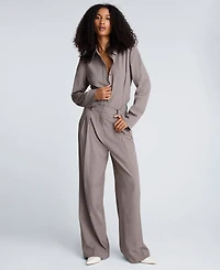 Kenneth Cole Women's Pinstripe Fitted Straight-Sleeve Top