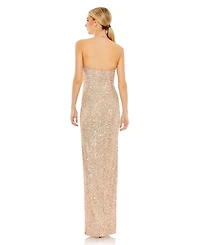 Mac Duggal Women's Sequined Halter Strap Low Side Knot Gown