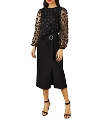 Yumi Women's Long Sleeve Sheer Floral Top