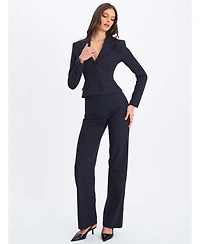 Miss Circle Women's Quinnie Navy Striped High-Waisted Straight Leg Pant