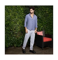 Campus Sutra Men's Cornflower Blue Breezy Wrinked Relaxed Shirt
