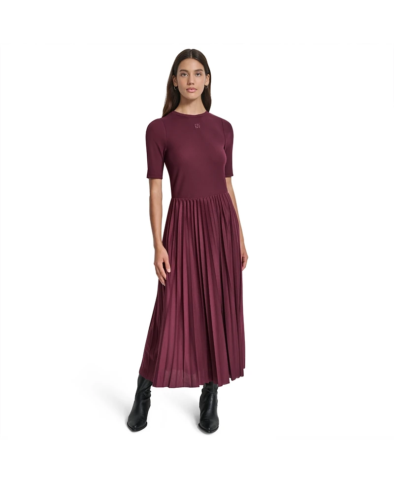 Dkny Jeans Women's Ballet Sleeve Pleated Midi Dress