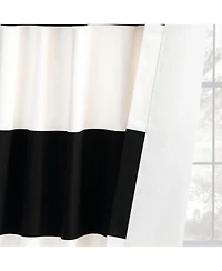 Half Price Drapes Onyx Black & Off White Horizontal Striped Printed Cotton Room Darkening Curtain