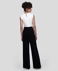 Avec Les Filles Women's Double-Zipper Wide-Leg Pants