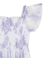 Rare Editions Girls 7-16 Clip Dot Mesh Smocked Bodice Dress