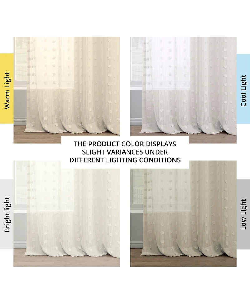 Half Price Drapes Strasbourg Dot Cream Geometric Patterned Faux Linen Sheer Curtain