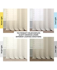 Half Price Drapes Strasbourg Dot Cream Geometric Patterned Faux Linen Sheer Curtain