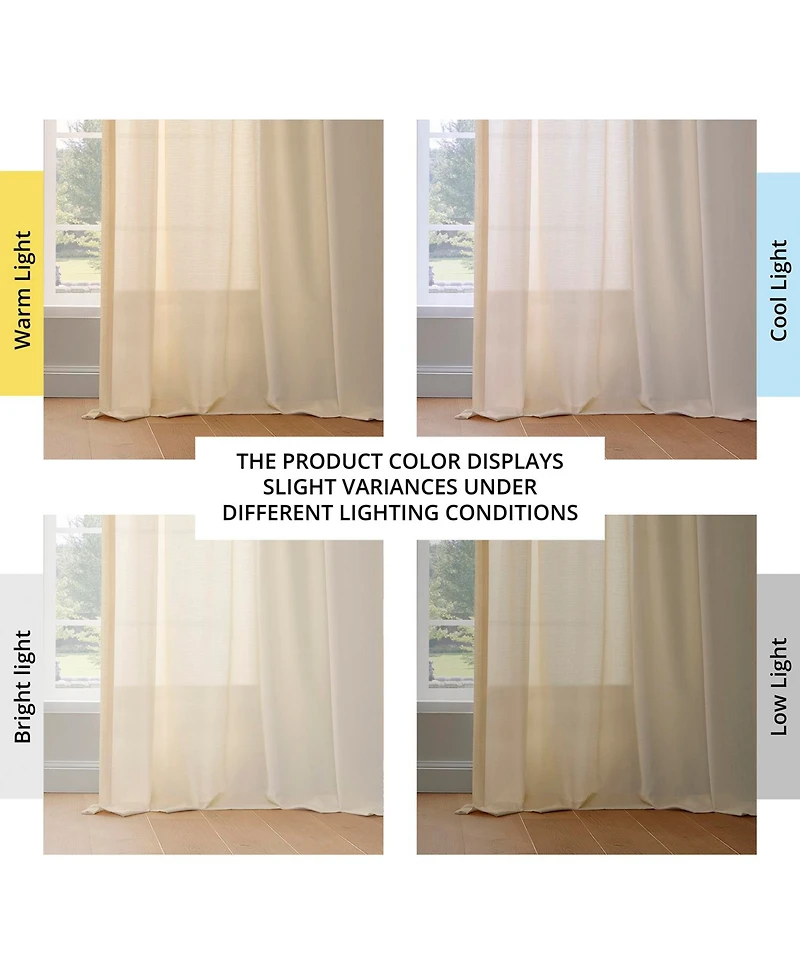 Rustic Weave Linen Curtains (2 Panels) Sheer Window Panel Set, Rod Pocket Curtains