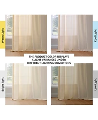 Rustic Weave Linen Curtains (2 Panels) Sheer Window Panel Set, Rod Pocket Curtains