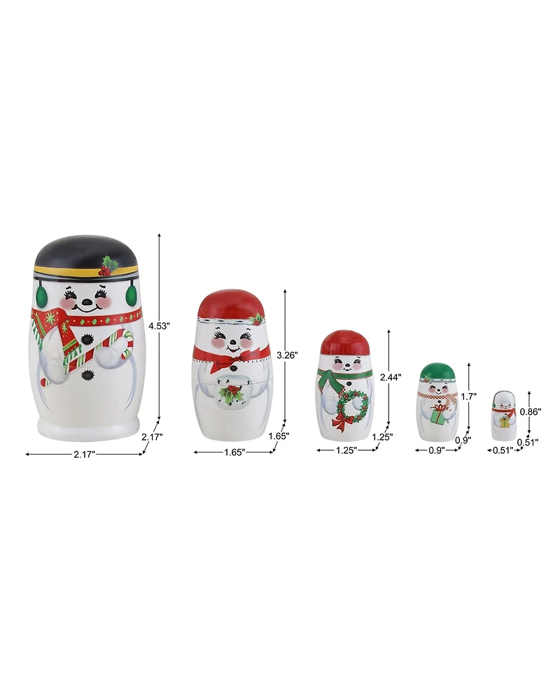 Mr. Christmas Snowman Family Nesting Wood Figurines, Set of 5