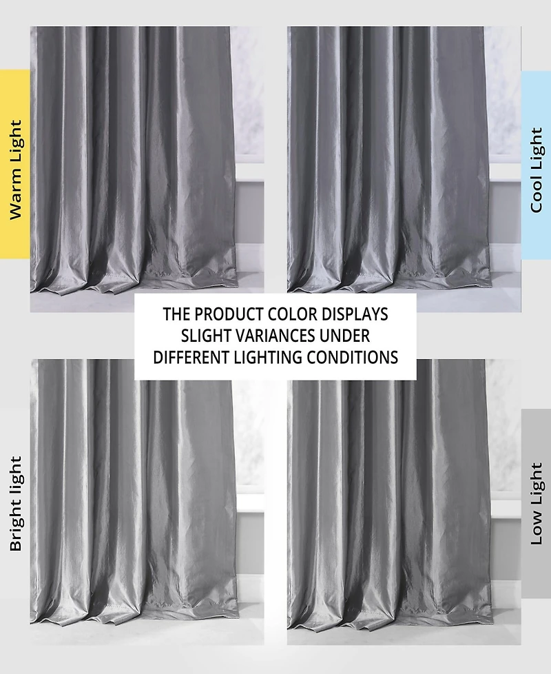 Half Price Drapes Platinum Ruched Solid Faux Silk Taffeta Room Darkening Curtain