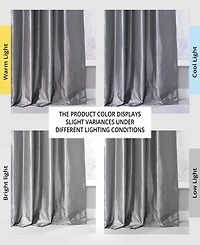 Half Price Drapes Platinum Ruched Solid Faux Silk Taffeta Room Darkening Curtain