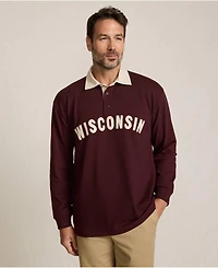 Lands' End Men's Long Sleeve Rugged Rugby Embroidered Polo